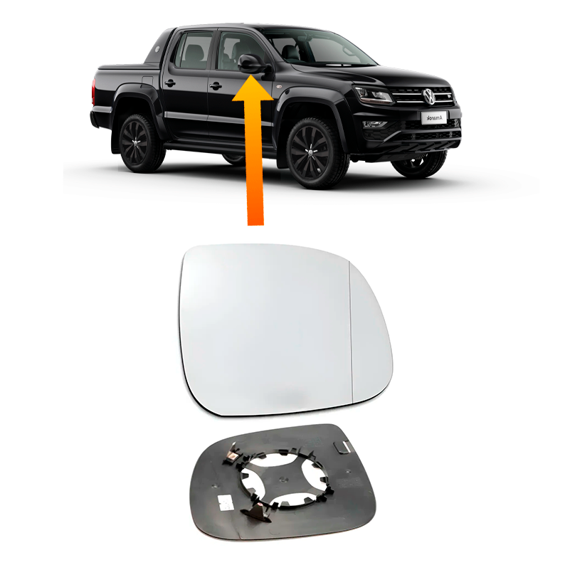 Vidrio de Espejo c/base c/desempañador Derecho | Amarok